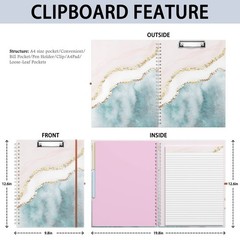Spiral Clipboard Folio with Refillable Lined Notepad, 14.5 x 9.8 In, Hardcove…