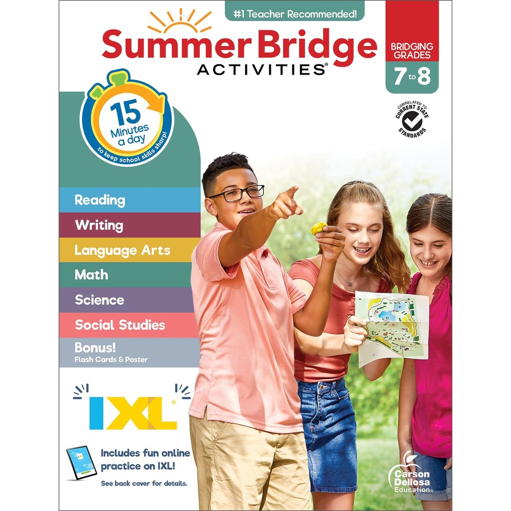 Summer Bridge Activities 7th to 8th Grade Workbooks All Subjects, Middle Sch…