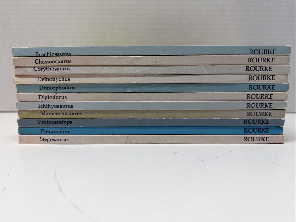 Rare 80s Vintage Lot Of 11 Rourke Hardcover Dinosaur Library Series Books