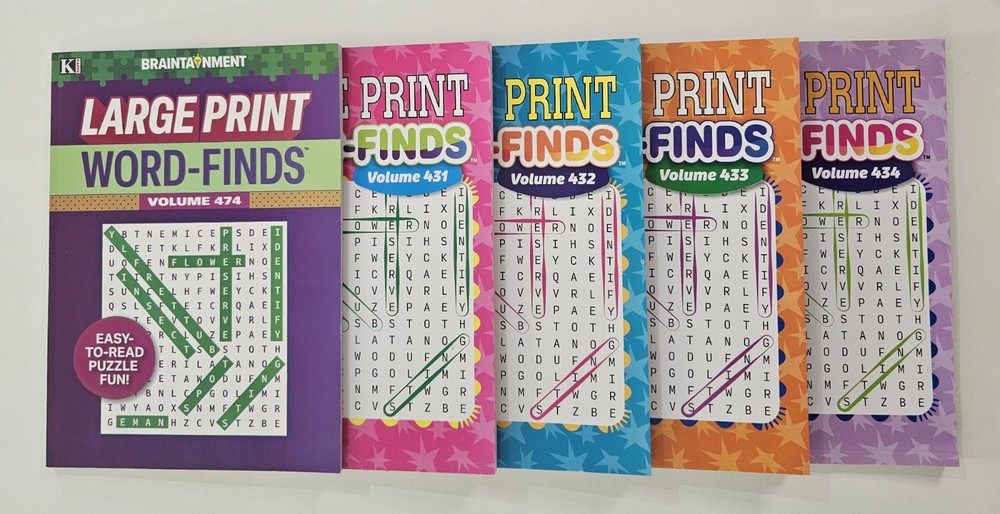 5 New Large Print Word-Finds Puzzle Books Kappa Games Vol #431-474 ~ Search,Hunt