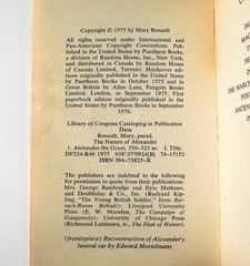 The Nature of Alexander – Mary Renault, 1976 sc, Pantheon Books