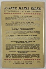 Wartime Letters of Rainer Maria Rilke 1914-1921, 1940, 1st Ed. 1st Printing HCDJ