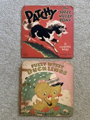 6 Vtg 1940’s Children’s Books Fuzzy Wuzzy series Bunny Puppy Kitten Pony Duck