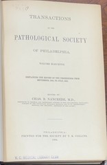 Transactions of the Pathological Society 1881-83 of Philadelphia 1884 Hardcover