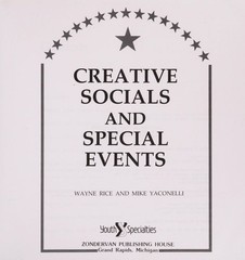 Creative Socials and Special Events by Yaconelli, Mike,Rice, Wayne, Acceptable B