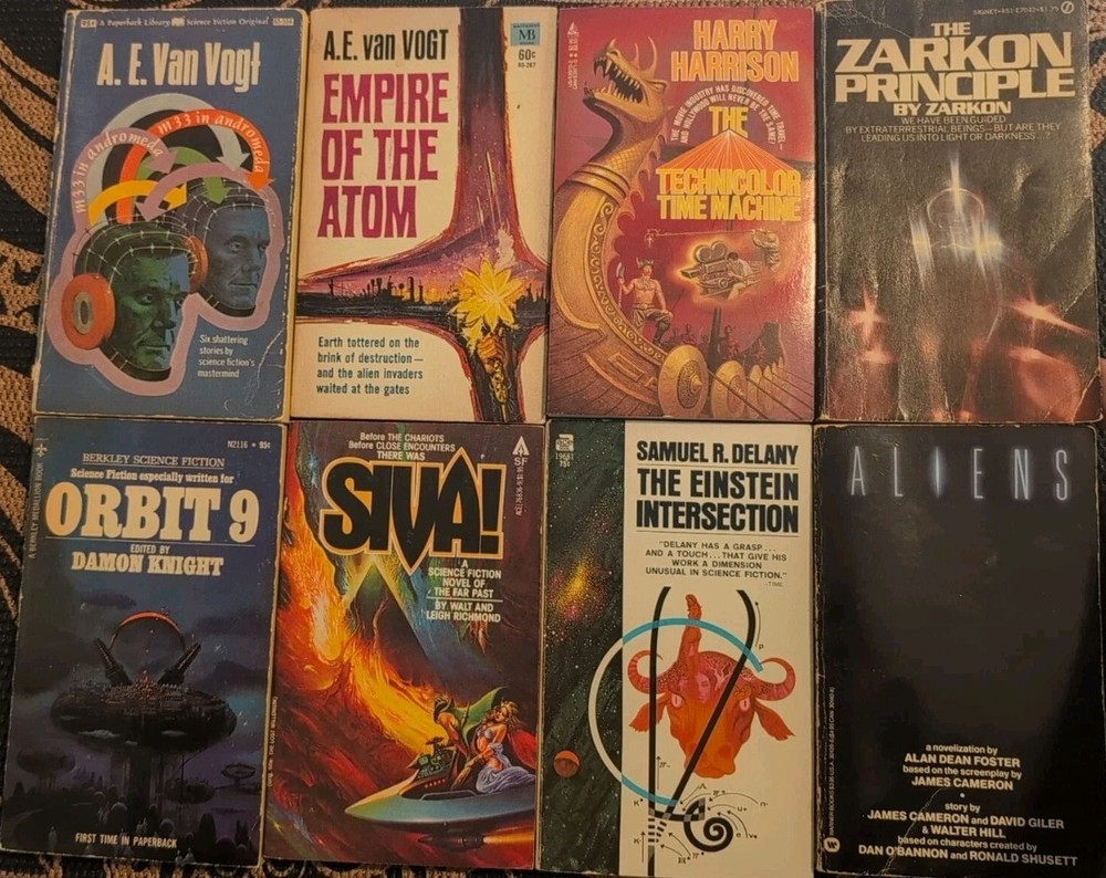 Assorted Sci Fi Book LOT of 8 – Delany, Knight, Foster, A.E. Van Vogt, Zarkon