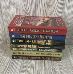 Western Action Adventure Lot of 7 Paperback Stone Coolidge Randisi Olsen Nesbitt