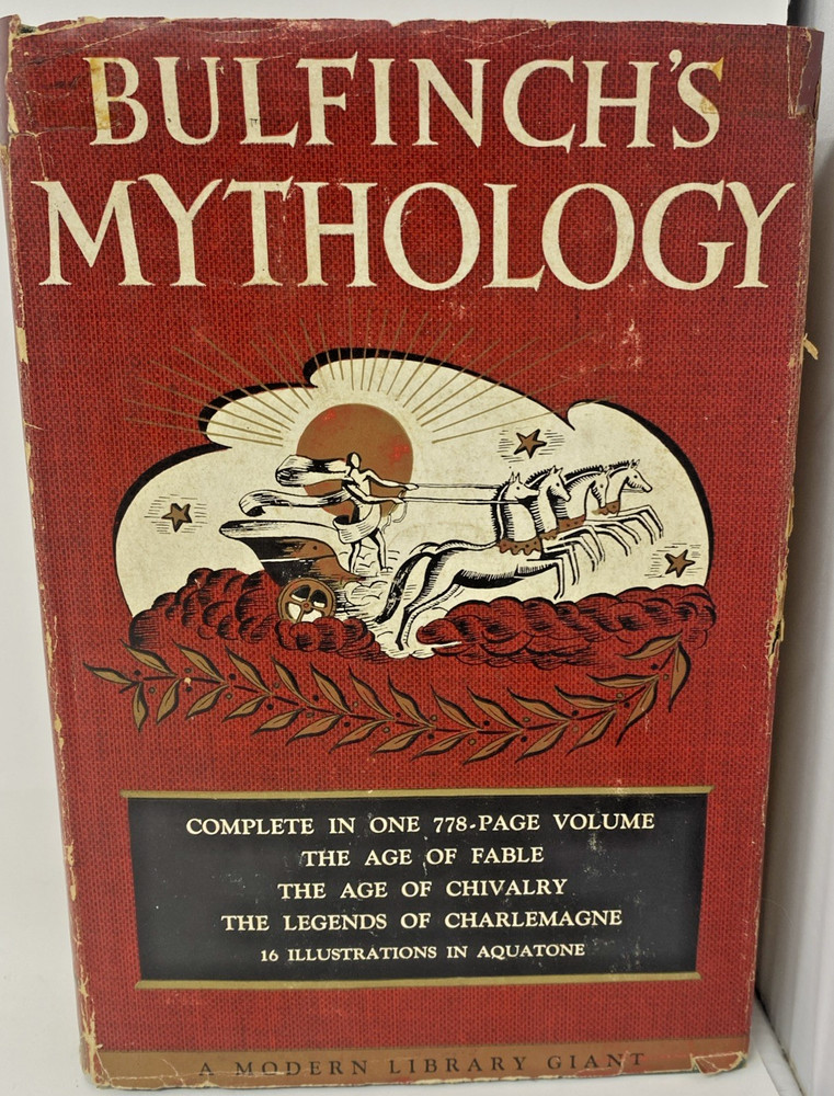 BULFINCH’S MYTHOLOGY Circa 1940s The Modern Library Hardcover w/Dust Jacket