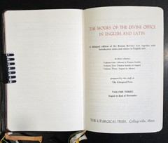 THE DIVINE OFFICE BREVIARY (Latin/English) 3 Volume Set (Leather) Slipcases 1963