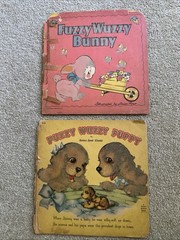 6 Vtg 1940’s Children’s Books Fuzzy Wuzzy series Bunny Puppy Kitten Pony Duck