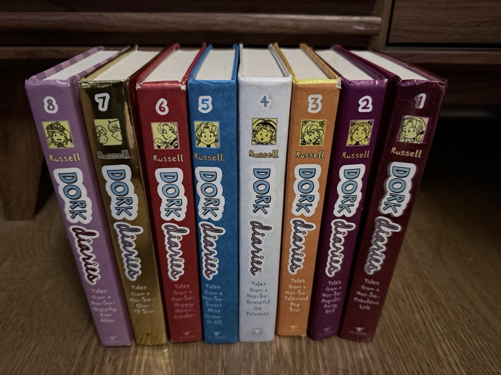 Lot of 8 Hardcover Dork Diaries Books, Rachel Renee Russell, Books 1 Through 8