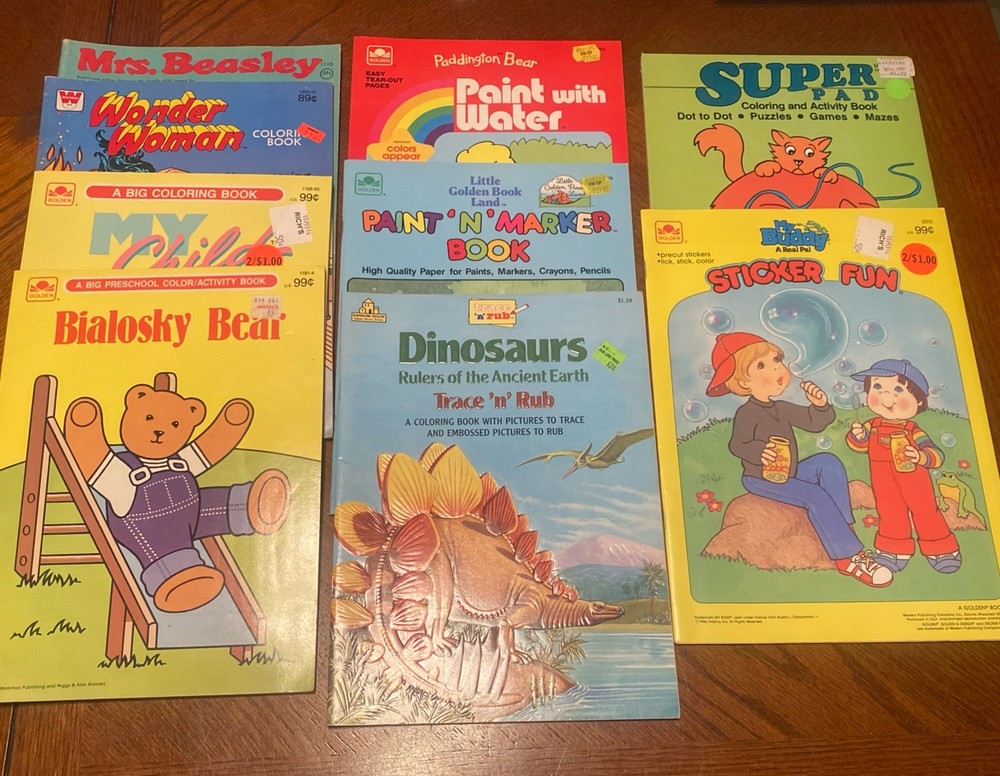 Vintage Lot Of 9 Color/Activity, Paint N Marker/Water, Sticker Fun 70-80s UNUSED