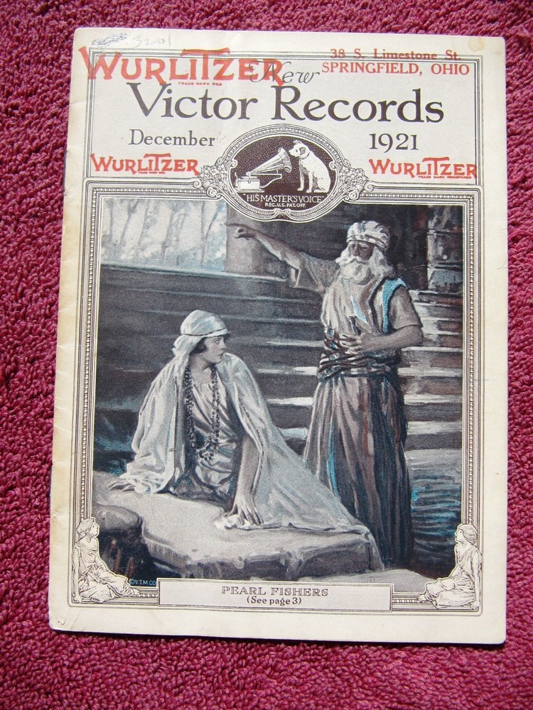 WURLITZER New VICTOR RECORDS Dec 1921 Pearl Fishers Whiteman Rachmaninov CATALOG