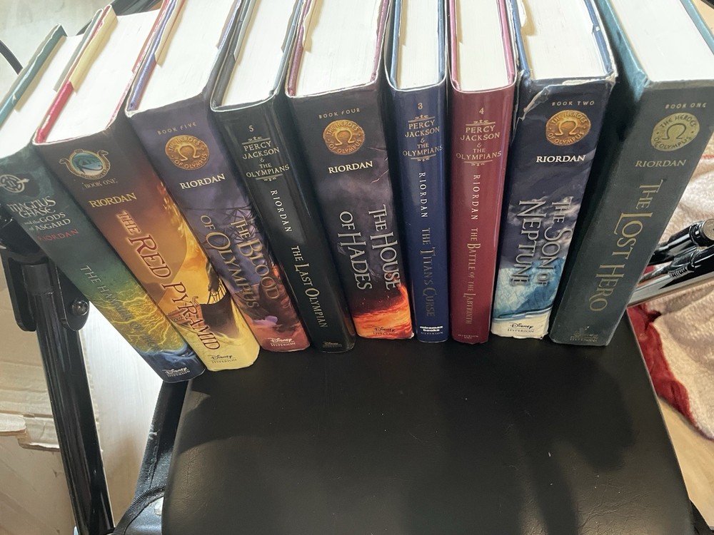 LOT of 9 RICK RIORDAN Books ALL HARDCOVERS 8 W/ DUST JACKETS- Most 1st Editions
