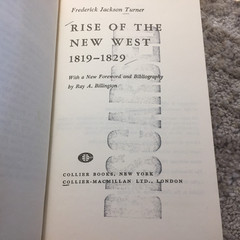 Rise Of The New West 1819–1829 Frederick Jackson Turner 1968 Collier Books