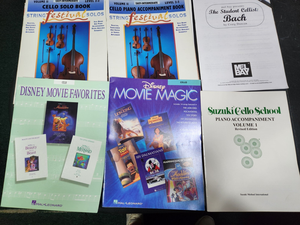 Disney Songs for Cello | total of 6 Cello Sheet Music Books Mixed Lot Very Good
