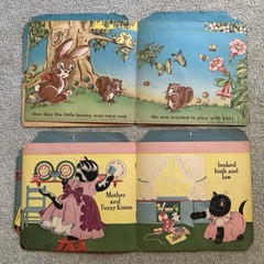6 Vtg 1940’s Children’s Books Fuzzy Wuzzy series Bunny Puppy Kitten Pony Duck