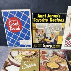 9 Vtg Cookbook Lot Pamphlets 1930s-1960s – Desserts Seafood Sunday Night Supper