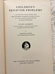 1931 Children’s Behavior Problems Ackerson 1st Ed Univ Chicago Psychology Wells