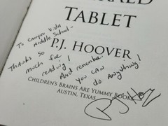 THE EMERALD TABLET, The Forgotten Worlds book 1~ SIGNED by Hoover Books Ex-Lib