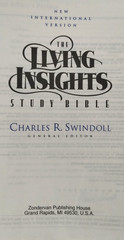 The Living Insights Study Bible NIV Zondervan Bonded Leather 1996 Swindoll Navy