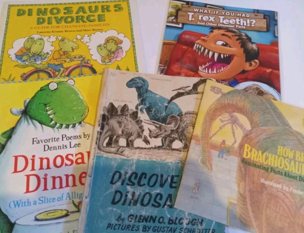 Dinosaur Reading Books For Kids Lot Of 5 Paperbacks Including 1960 Dino Book