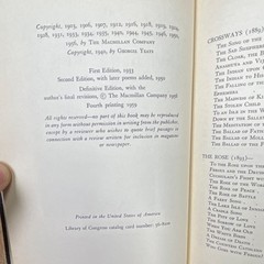 The Macmillan Company The Collected Poems of W. B. Yeats Hardcover English 1959