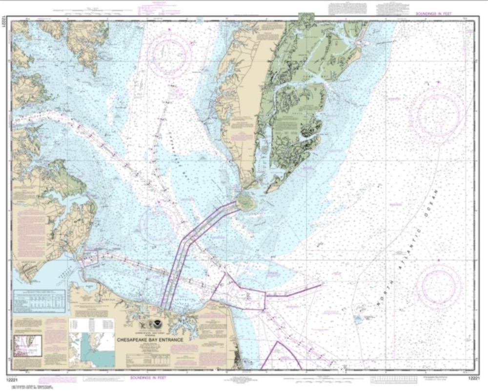 NOAA Chart 12221-Chesapeake Bay Entrance – Water-Resistant – by E