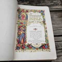 1941 HOLY BIBLE „The Good Samaritan” Illuminated King James Version Red Letter