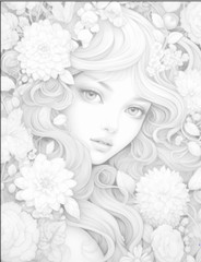 Adult Coloring Pages Bundle Flower Girls bundle 280 Printable Pages