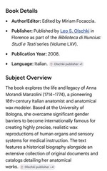 Anna Morandi Manzolini. Una donna fra arte e scienza. Miriam Focaccia 2008 SC