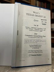 Wests Texas Digest 2d VOLUME 38,38A,38B,38C,38D Including 2025 Supplementals