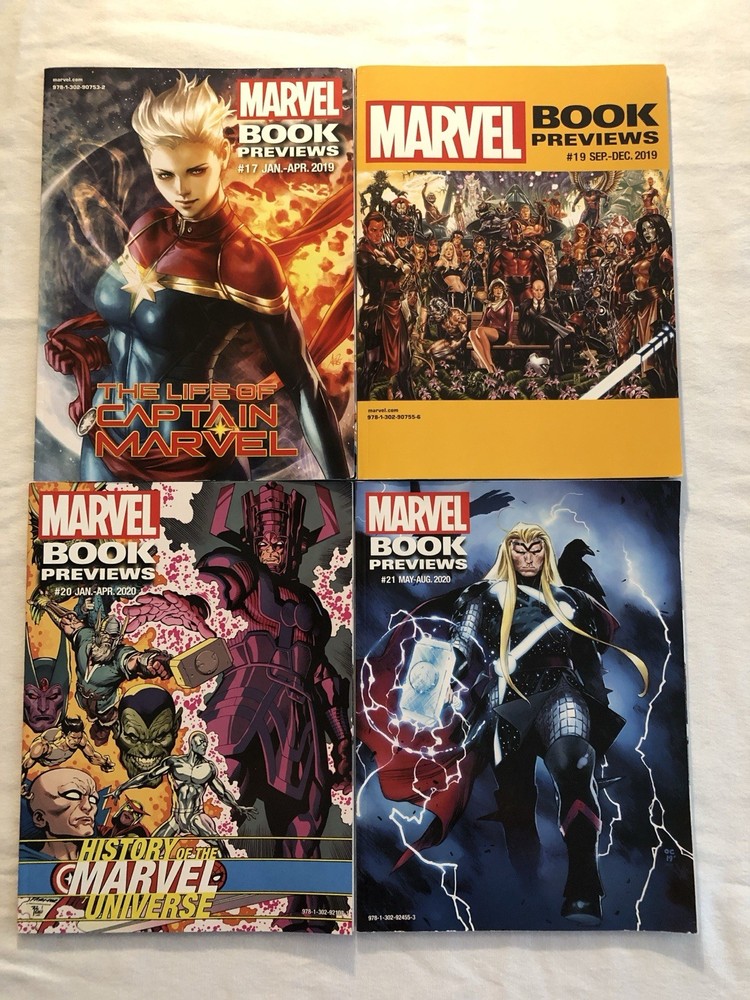 Marvel Book Previews Lot of 4 (Jan-Apr 2019/Sep-Dec 2019/Jan-Apr 2020/May-Aug..)