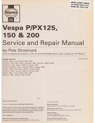 Vespa P/Px 125, 150 & 200 Scooters 1978-2003 Haynes Repair Manuals: 148 Pages
