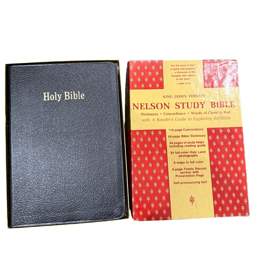 Vintage Nelson Study Bible 1970 Black Concordance Dictionary w/ Box 283
