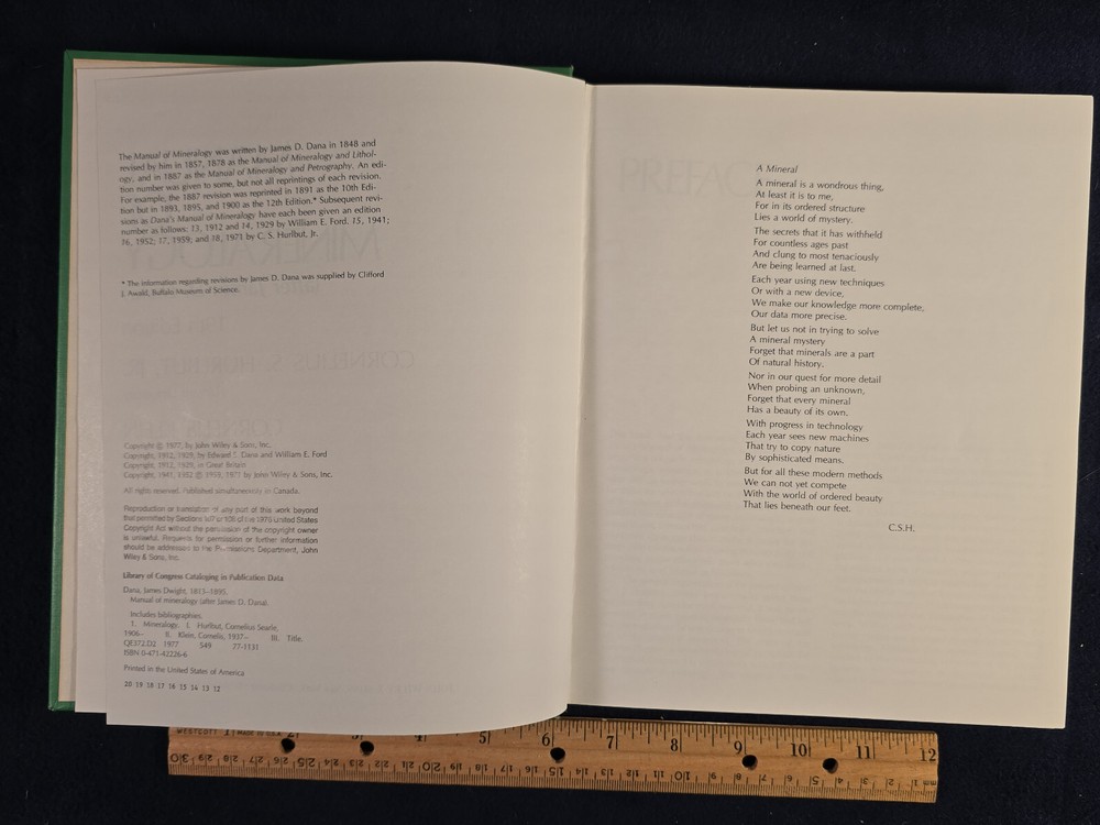 Manual of Mineralogy (after James D. Dana) | Hurlbut & Klein | 1977 19th Ed
