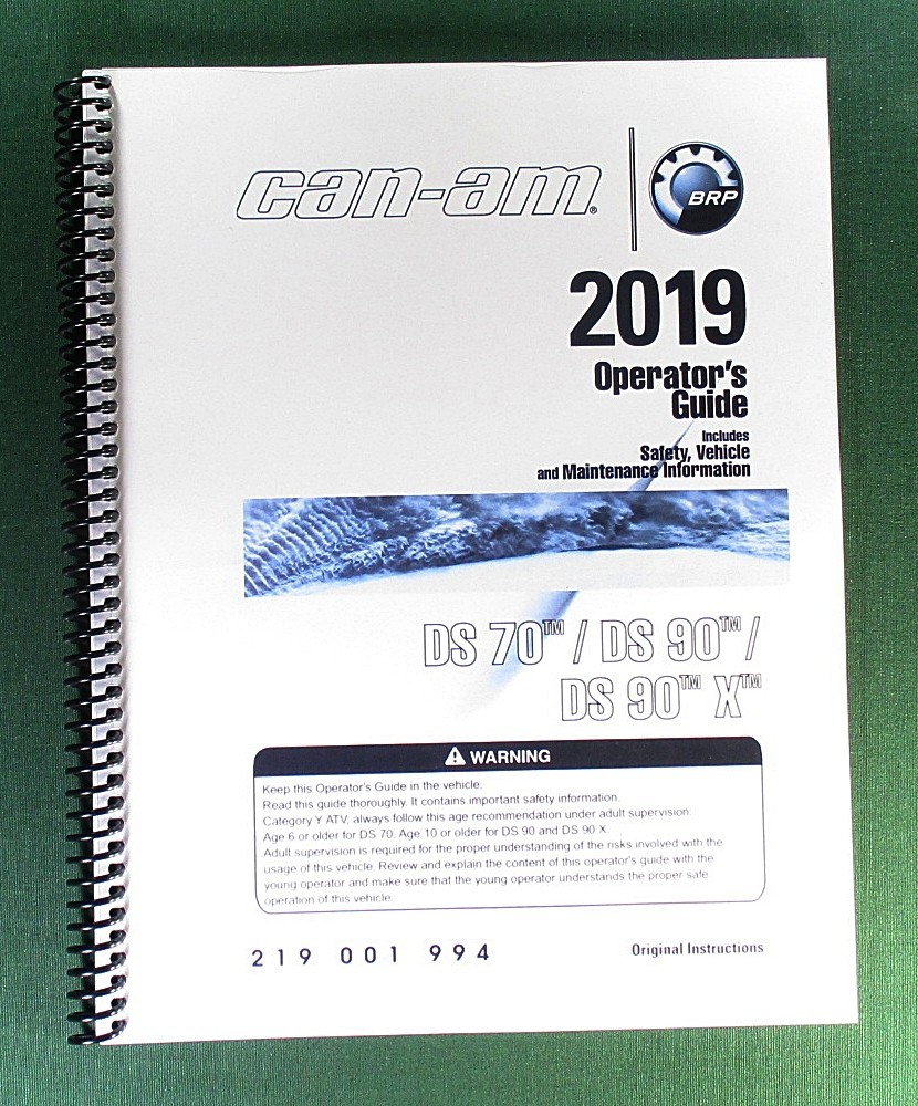 2019 Can-Am DS 90X Owner’s Manual: 156 Pages & Protective Covers!