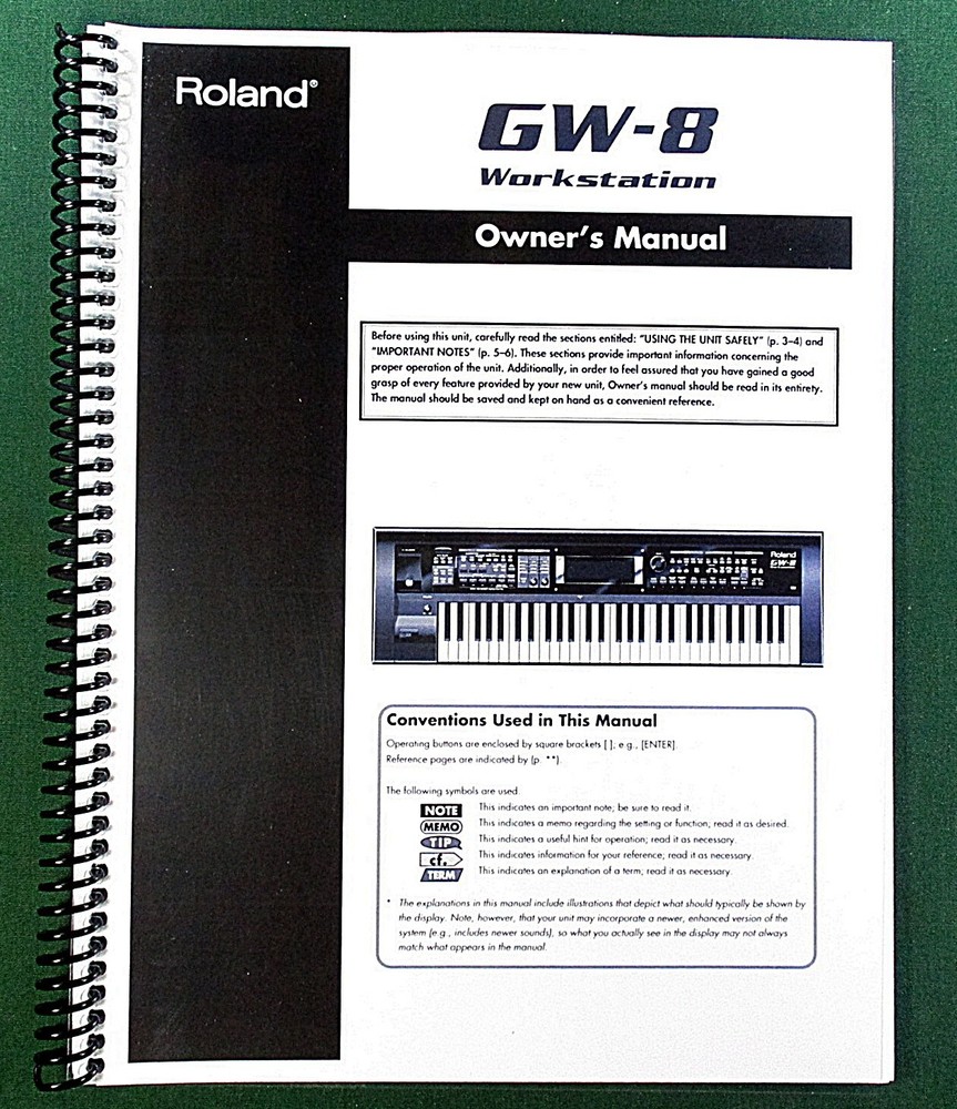 Roland GW-8 Owner’s Instruction Manual: 112 Pages & Protective Covers!