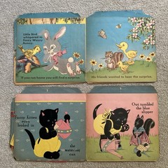 6 Vtg 1940’s Children’s Books Fuzzy Wuzzy series Bunny Puppy Kitten Pony Duck