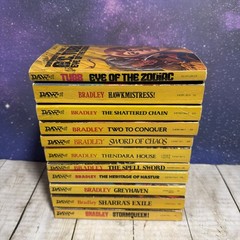 Vintage Lot Of 11 Daw Sci Fi Yellow Books Bradley & Tubb