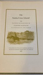 ON SANTA CRUZ ISLAND McElrath SANTA BARBARA AREA HISTORY Ltd 1st Edition 1967 HC