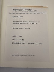 The Georgia-Florida Contest in the American Revolution By Searcy (1985) HC DJ