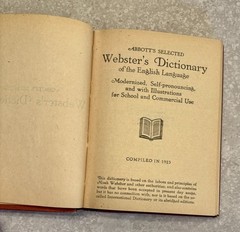 Antique 1923 Abbott’s Webster Selected Dictionary Handy Edition 325 pages