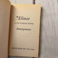Vintage Erotic Smut PB Elinor A Victorian Novel Anonymous Grove Press 1985