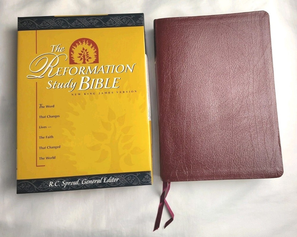 Reformation Study Bible NKJV 1995 Burgundy Genuine Leather Brand New In Box 2896