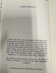 The Devils by John Whiting (1961, Hill and Wang) Hardcover HCDJ