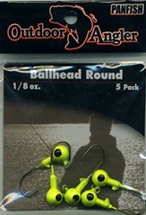 Outdoor Angler Chartreuse Ballhead Round 1/8 Oz. 5 Pack Fishing Lure