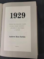 1929 INSIDE THE GREATEST CRASH WALL STREET by A.R. Sorkin (2025, HCDJ) LIKE NEW