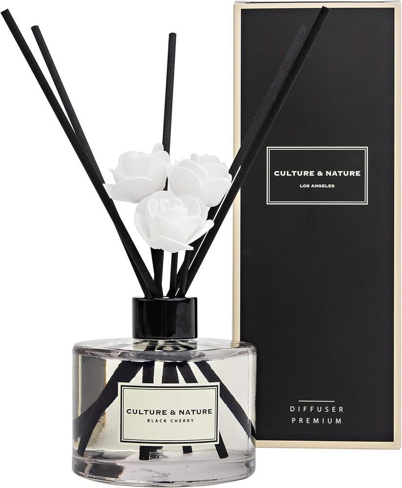 Reed Diffuser Set 6.7Oz (200Ml) Black Cherry Scented Diffuser with Sticks Home F