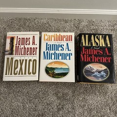 3 Novels by James A. Michener~Mexico~Caribbean~Alaska HC DJ First Editions